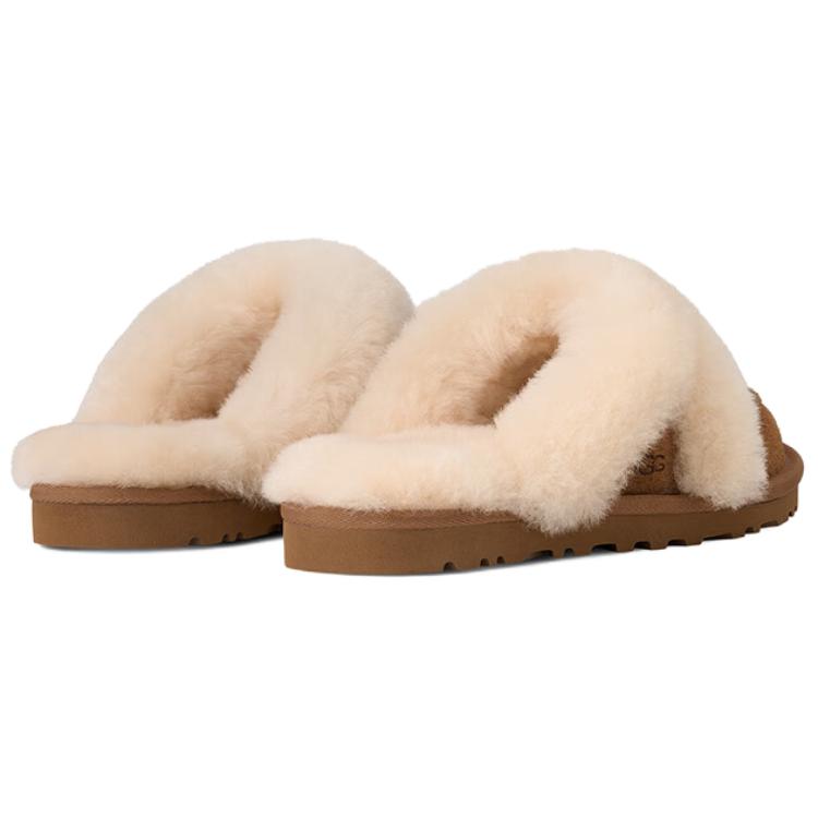 UGG Loria Fur Удобные Простые Шлепанцы с Открытым Носком Женские тапочки 1174571-CHE