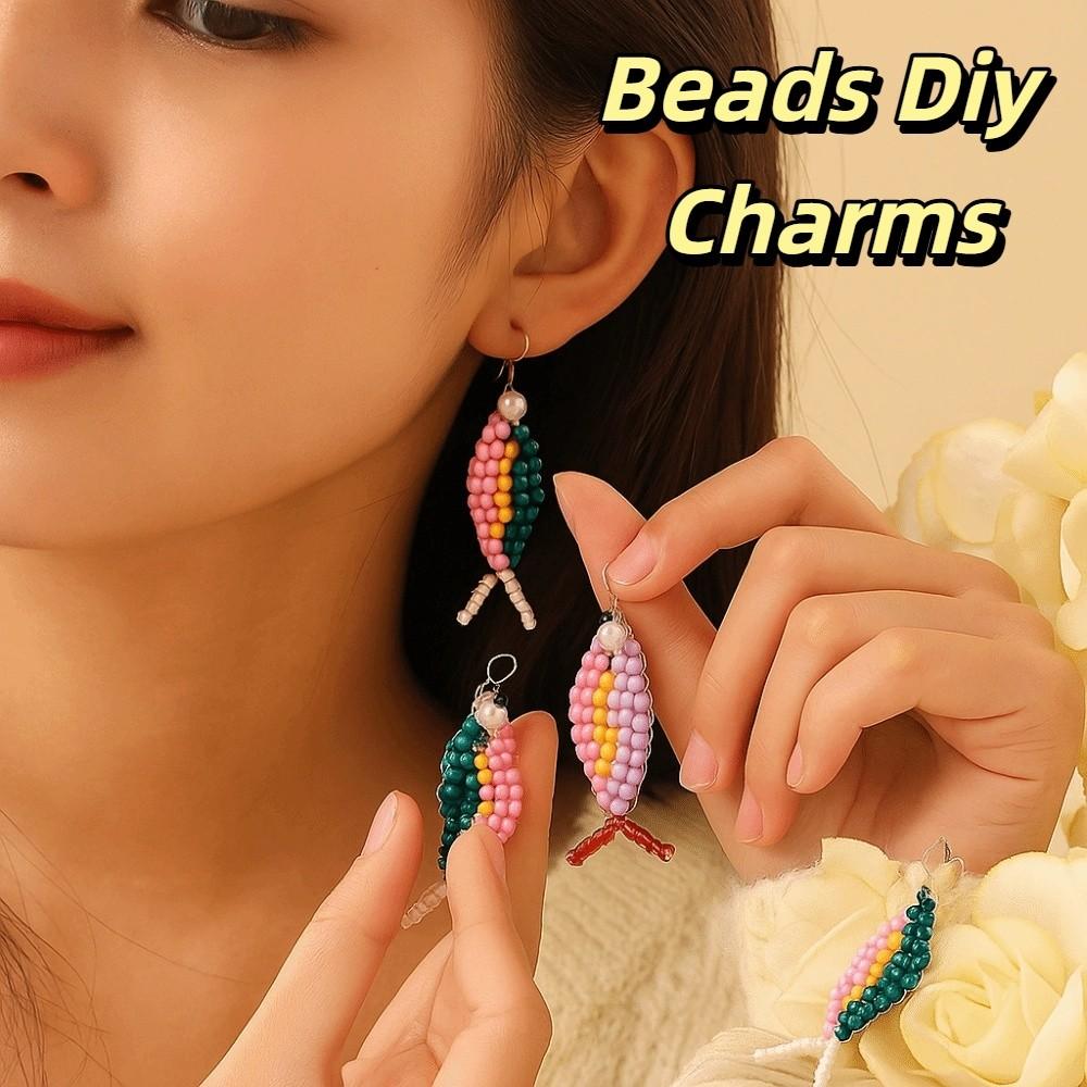 4pcs/set Handmade Craft Beads Diy Charms 3D Fish Shaped Bag Pendant Hairpin Making Kit
