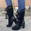 Мода 2025 Осень Зима Женские Короткие Ботинки на Массивном Каблуке Леопардовые На Шнуровке Женские Ботинки Botas Para Mujer Размер 35 43 Ботильоны Для Женщин