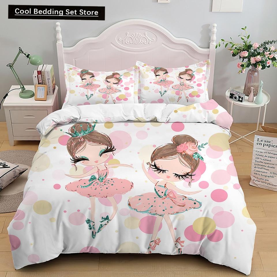 Мультяшный балетный танцующий девочка пододеяльник комплект постельного белья в стиле принцессы для двоих детей для девочек скандинавский покрывало для кровати полный двуспальный размер Queen King
