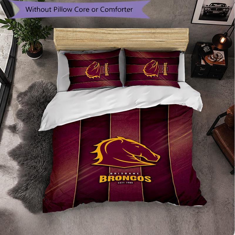 Brisbane Broncos Pattern Microfiber 3Pcs Bedding Set Decor Duvet Cover Set For Bedroom Home Use