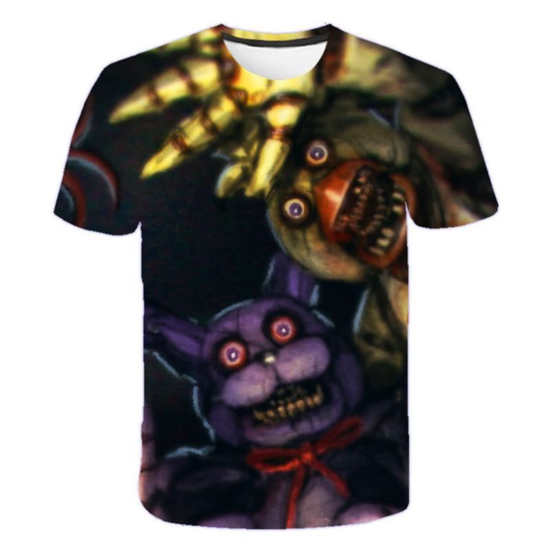 2023 Year Summer New Horror Style Five Night Freddy 3D Print Kids Short Sleeve Tops Girls Fashion Casual T Shirts 4-14 Year