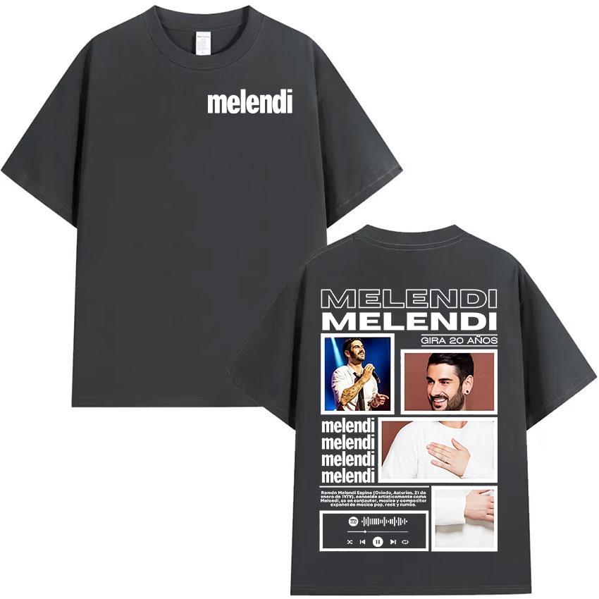 Rapper Melendi Tour 2025 Album Merch TShirts Mens Vintage Oversized Cotton Tshirt Y2K Casual High Quality Short Sleeve T Shirt
