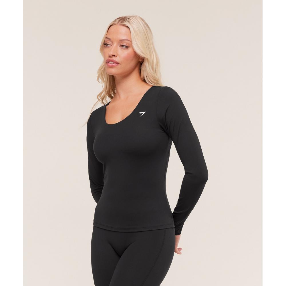 Gymshark Twist Back Long Sleeve Top Black B5c2e Bb2j