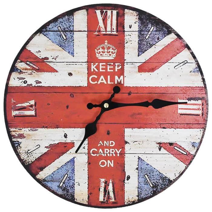 VidaXL Vintage Wall Clock United Kingdom Quartz Living Room Watch Wall Pendulum 30 Cm MDF Multicolor 50627