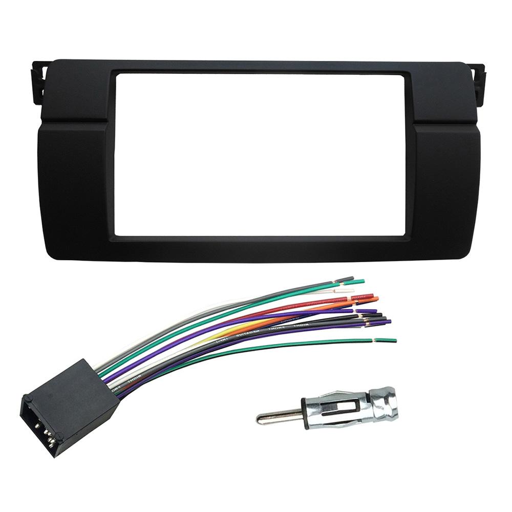 Double 2 Din Fascia For BMW 3 Series E46 1998-2005 Radio DVD Stereo Panel Dash Mount Trim Kit Frame Wiring + Antenna Adapter