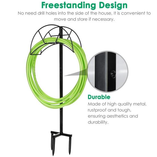 Отдельностоящий сверхмощный держатель садового шланга Вешалка для водяного шланга Катушка для шланга Наружная съемная металлическая подставка для шланга Полка для шланга Садовый газон Двор Хранение шланга