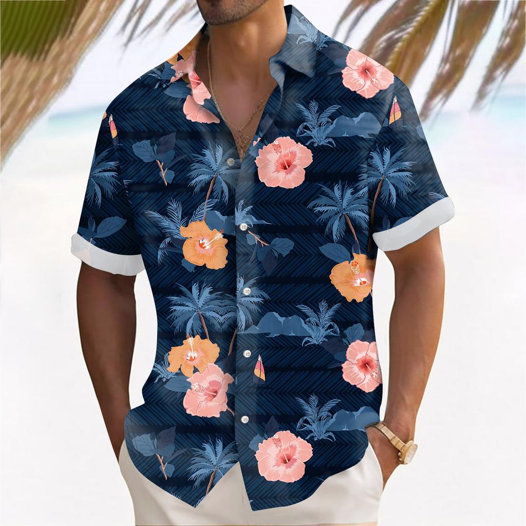 Hawaiian Shirt For Men, Men's Vintage Button Down Bowling Shirts Short Sleeve Summer Beach Shirt