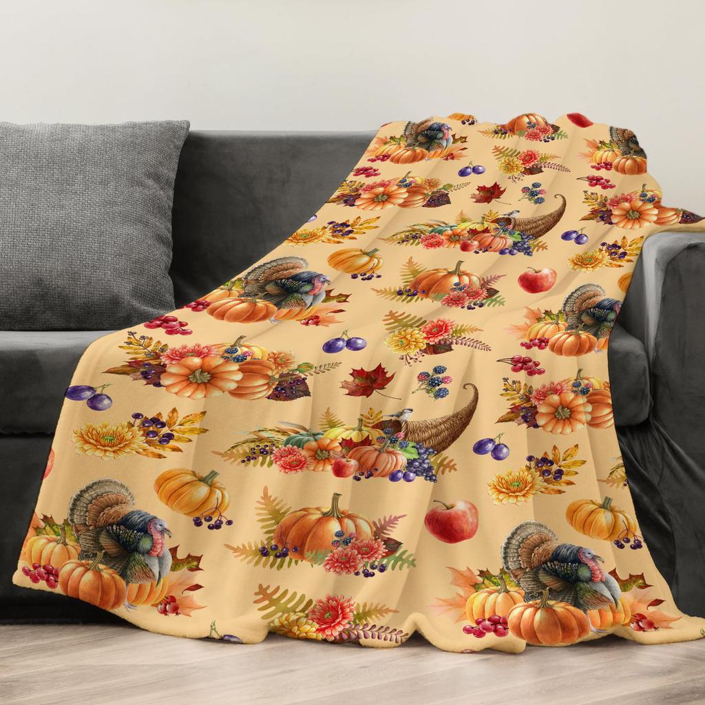 Осеннее одеяло-плед на День Благодарения, одеяло из фланели с принтом кленового листа и тыквы, супермягкое, уютное одеяло для сна, идеальный домашний подарок для нее