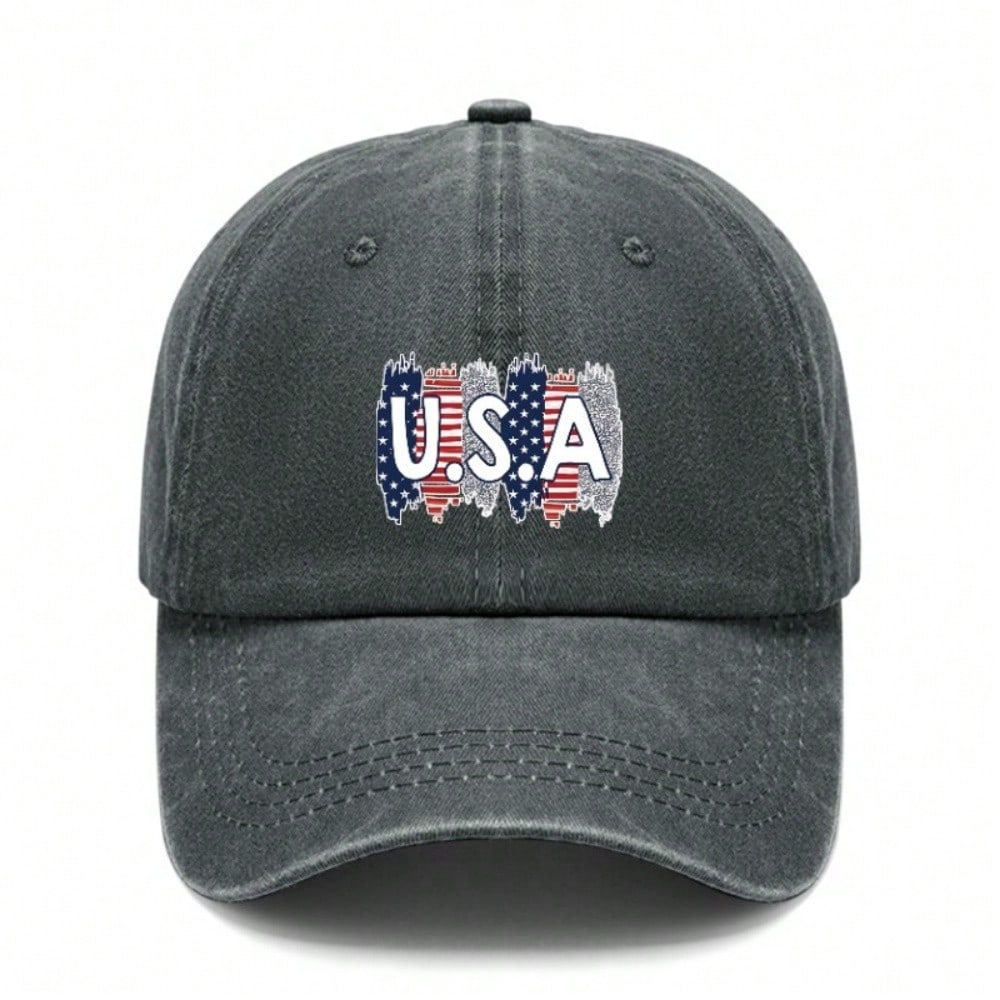 USA Patriotic Baseball Cap - Washed & Distressed Style, Adjustable Fit, Curved Brim For Outdoor Activities & Daily Wear, Unisex Vintage