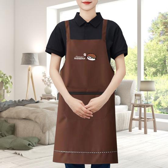 Waterproof PVC Cooking Apron Japanese Korean Style Oil-proof Non-stick Cooking Chef Apron with Large Front Pockets