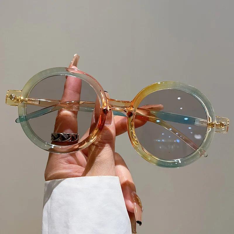 Vintage Round Sunglasses Women for Men Trendy Sun Glasses Punk Luxury Brand Designer Shades Big Frame Eyeglasses UV400