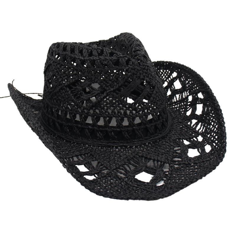 Hand-woven Holiday Beach Hat Western Cowboy Straw Hat Sun Hat Hollow Jazz Hat Men and Women Tide