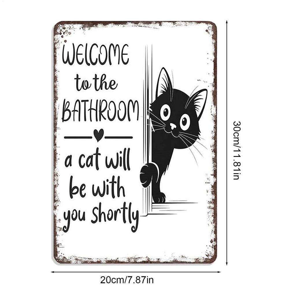 Welcome to the Bathroom Cat Sign Powder Room Wall Decoration Restroom Wall Decoration 20x30cm  Metal Sign ornament