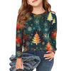 Christmas Day Girls Long Sleeve T Shirts Kids Fall Tops Crewneck Printed Basic Tees