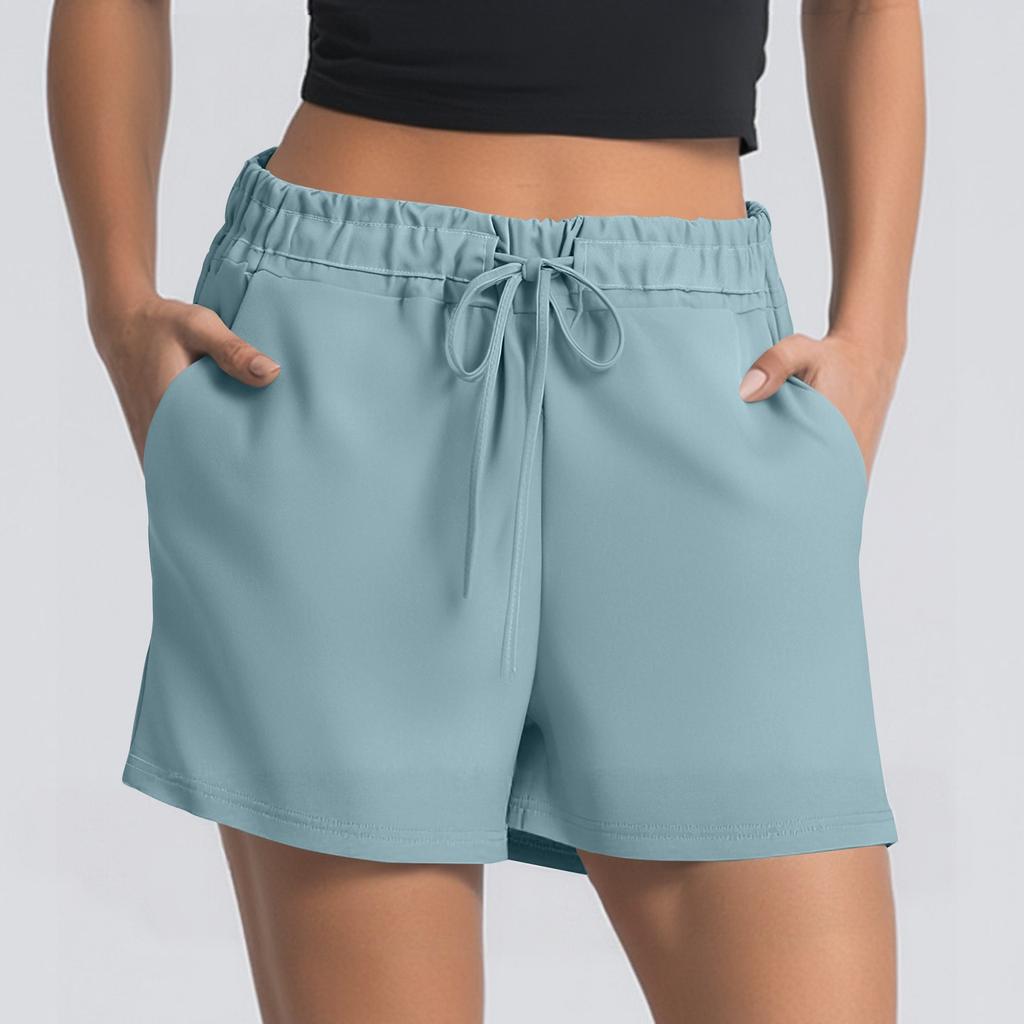 Women's Summer Drawstring Sports Shorts High Waist Casual Shorts With Pockets