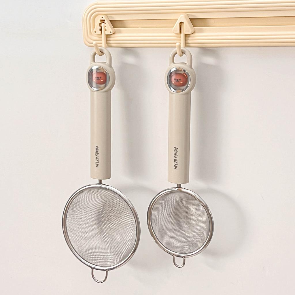 Сито для муки из нержавеющей стали 304, сито с мелкой сеткой, ложка-дуршлаг с милой ручкой, ложка-фильтр для продуктов, дуршлаг, кухонные гаджеты