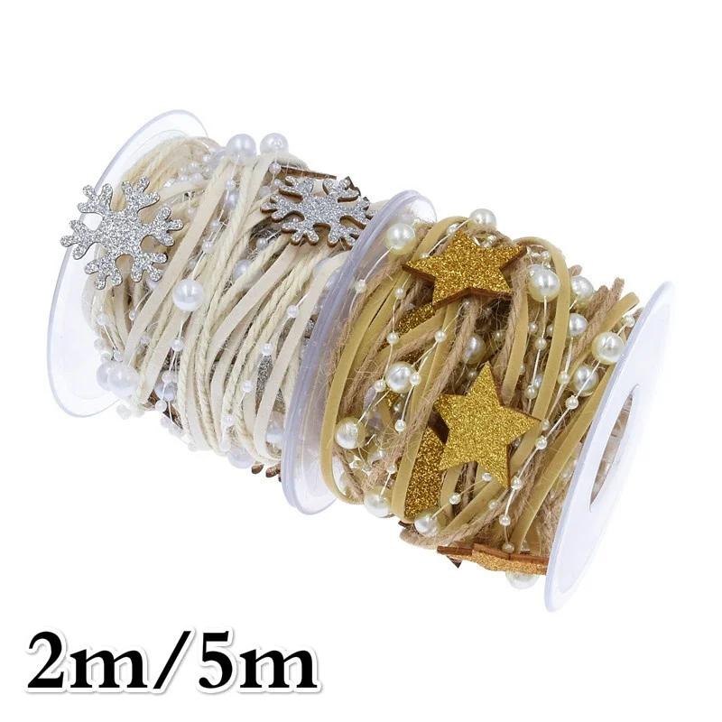 2 м / 5 м рождественские украшения из лент пентаграмма цепочка из бусин лента Рождественская елка DIY Декор украшения для дома новогодний подарок