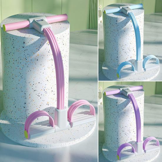 Pedal Ankle Puller with Counter 4/6-Tube LED Display Resistance Band with Handle Elastic Yoga Sit-up Pull Rope Pedal Tensioner Exerciser Equipment