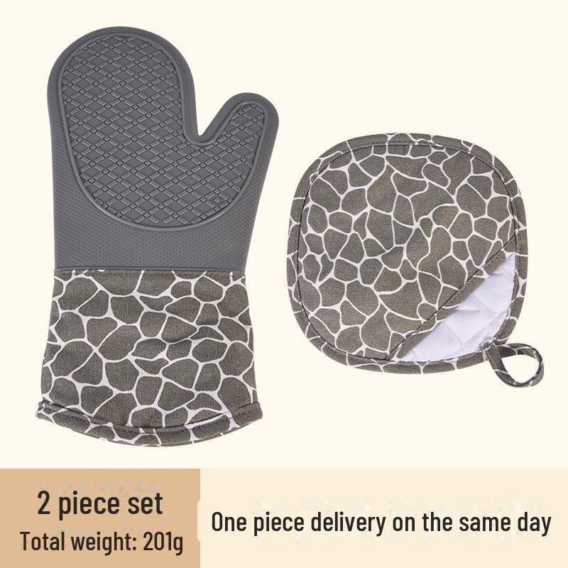 Набор силиконовых противоожоговых перчаток для духовки с хлопковой подкладкой - толстая изоляция для выпечки и микроволновки