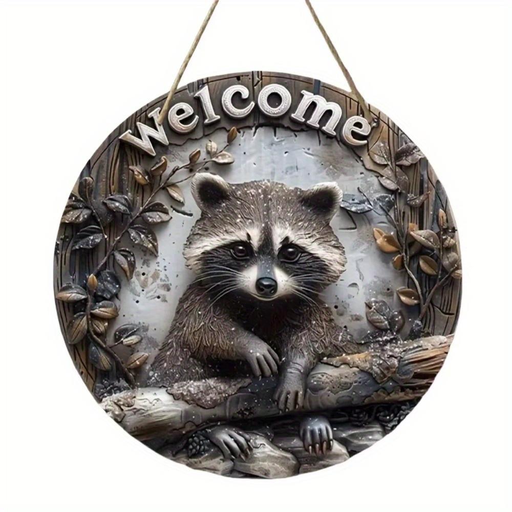 1 шт. 2d плоский деревенский стиль приветственный круглый деревянный знак - 20 см, животная тематика, подходит для домашнего зала, сада, бара, кафе, двери, украшения забора, подарка