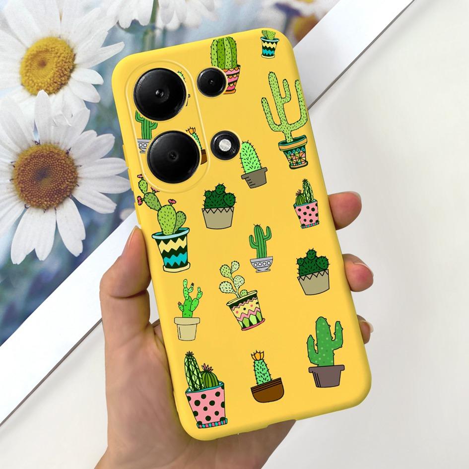 Чехол для Xiaomi Redmi Note 13 Pro 4G 2024 Милое Сердечко Кактус Мягкий Матовый ТПУ Чехол для Xiaomi Poco M6 Pro 4G Note13 Pro Чехол