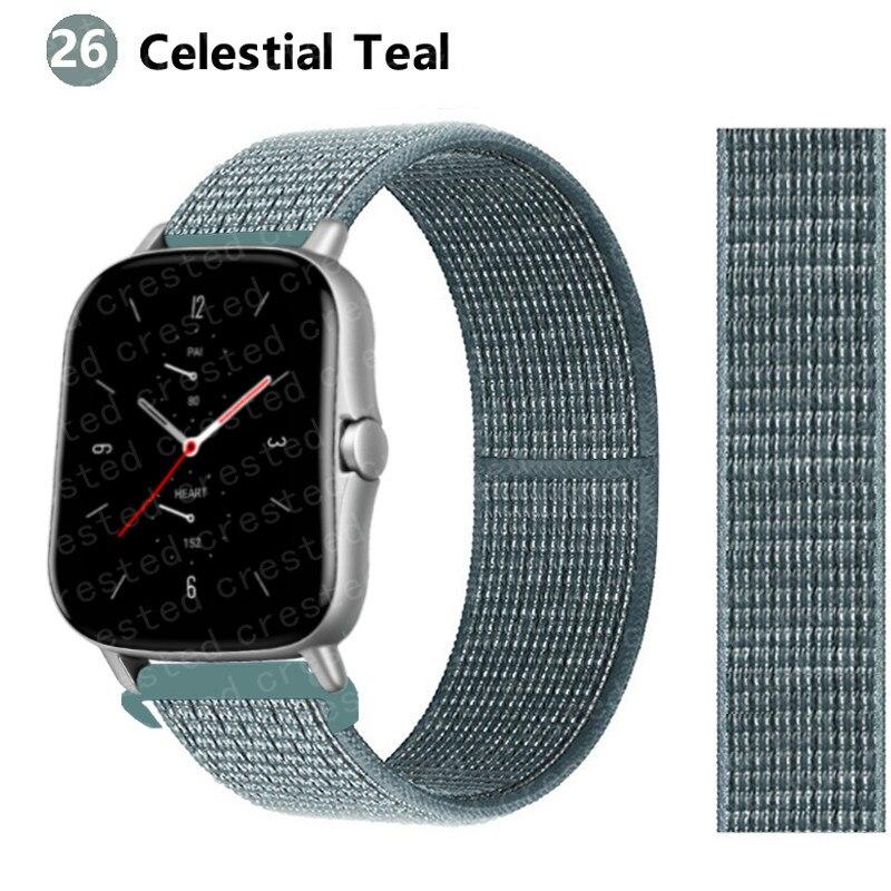 Нейлоновый ремешок 20 мм/22 мм для Amazfit GTS/2/2e/GTS2 Mini/GTR 42 мм/47 мм/GTR2/2e/stratos 2/3, спортивный ремень с петлей, браслет, ремешок Amazfit bip