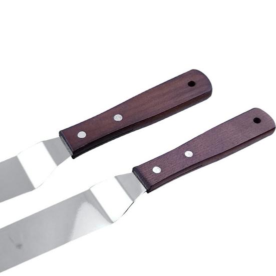 4/6/8/10/12-дюймовая лопатка для торта из нержавеющей стали с деревянной ручкой, пищевой крем, варенье, украшение торта, угловая лопаточка для глазури со смещением