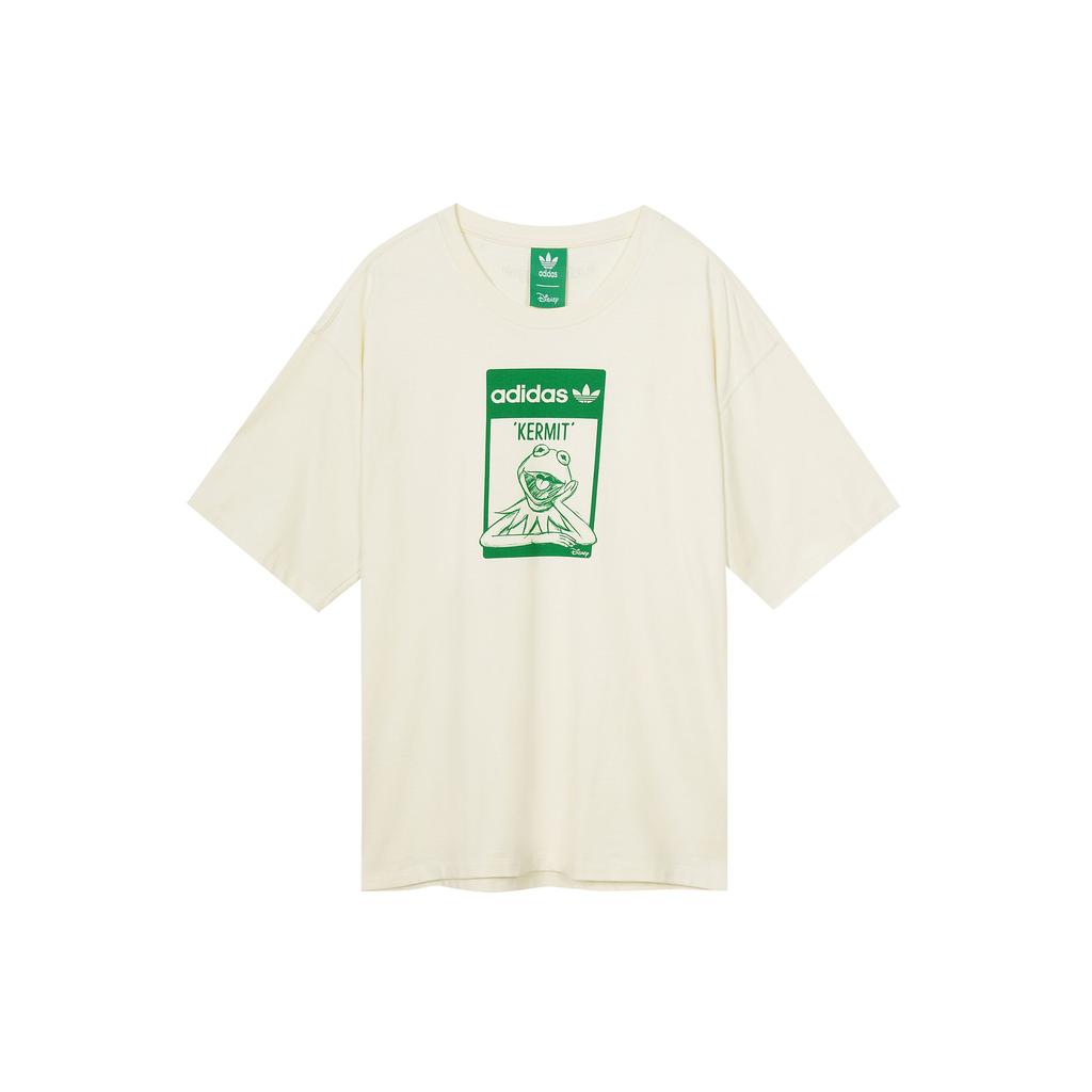 Adidas Originals Trefoil Kermit Logo Print Спортивная футболка с круглым вырезом и короткими рукавами Топы унисекс Off-White GQ4152