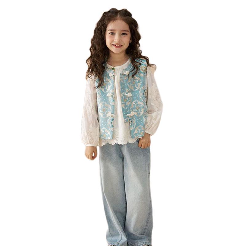 Осенний семейный наряд в китайском стиле: Комплект танг-костюма из двух предметов для матери и дочери.