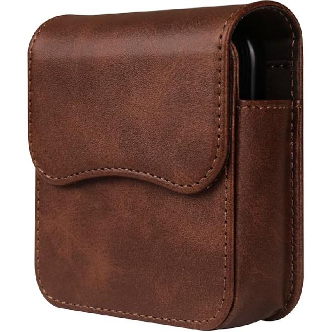 Поясная сумка из кожи для мужчин, совместимая с Samsung Galaxy Z Flip 6 5 4 3 2 1, кобура, чехол для переноски, магнитная застежка, поясная сумка, совместимая с