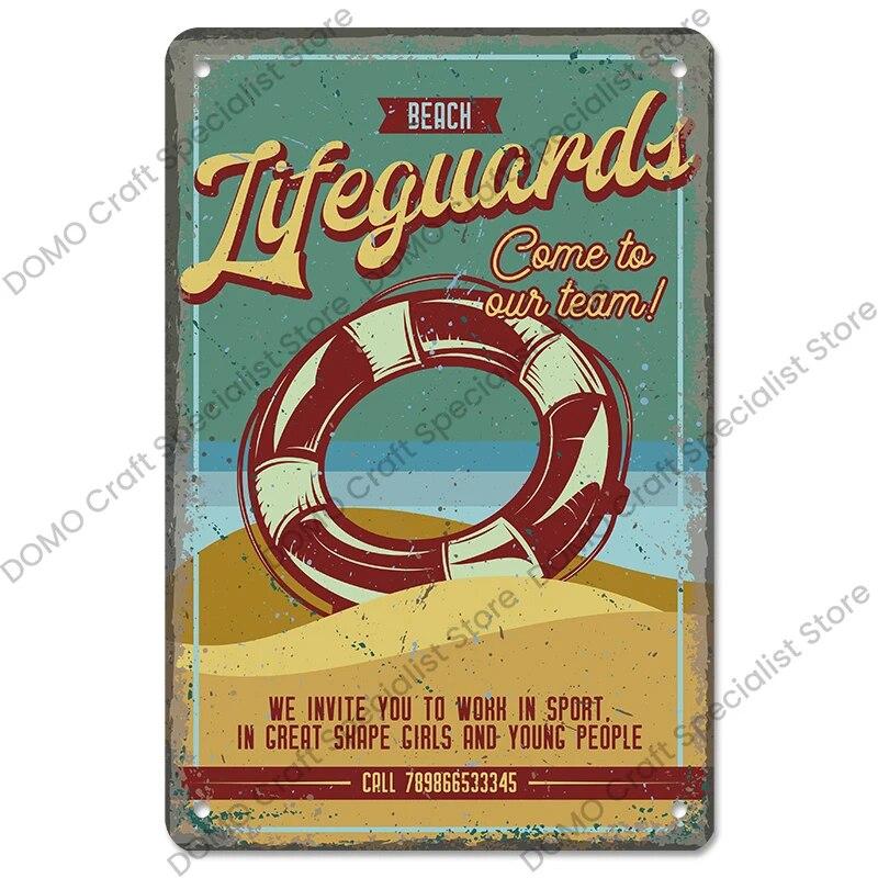 Surfing Board Poster Vintage Metal Tin Signs Enjoy Summers Metal Plaque Retro Wall Art Decor for Surf Club Pub Bar