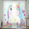 White Unicorn Rainbow Sheer Curtains Bedroom Voile Curtain Living Room Window Sheer Curtains Kitchen Tulle Drapes