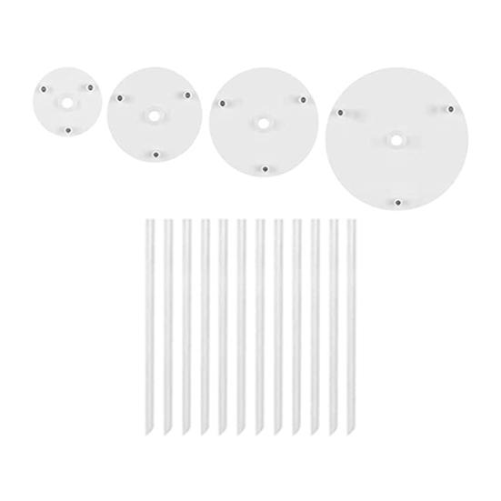 1 Set Cake Separator Plates Sturdy Stacking Plastic Convenient 12 Bars 4 Boards for Cakes of 4/6/8/10 Inches