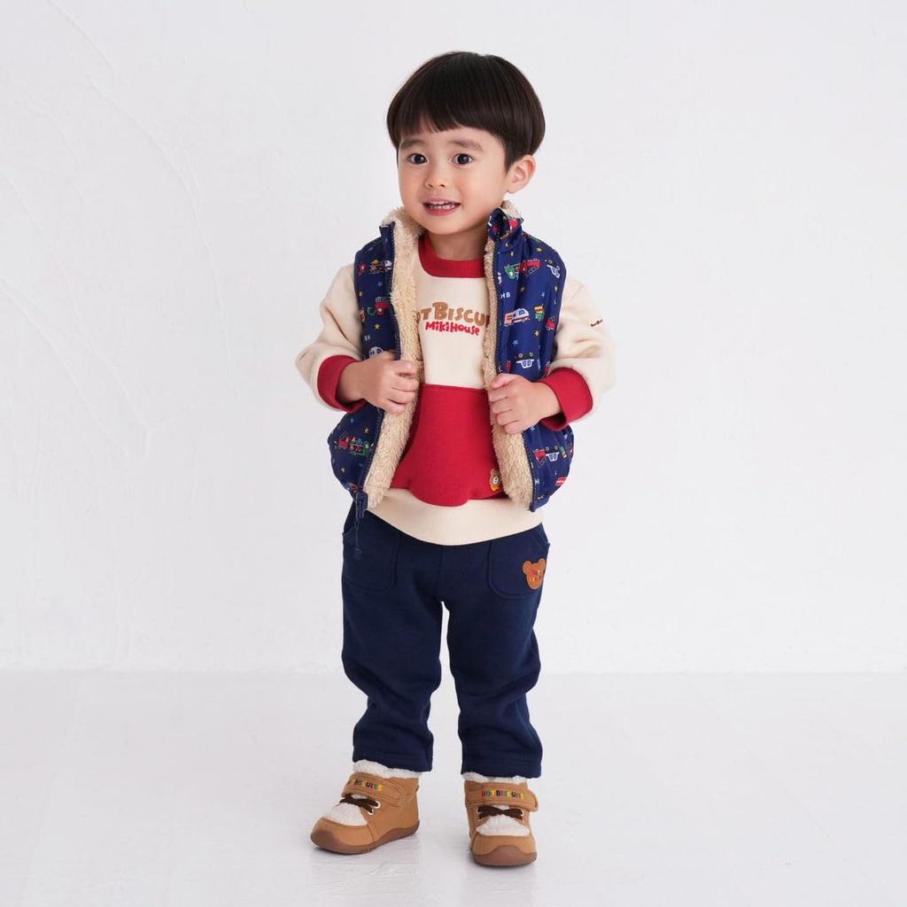 MIKI HOUSE HOT BISCUITS Vest, Boys and Girls, Navy Blue, 110cm, 73-5702-497