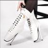 Fashion 18cm Sky-High Heels Ballet Boots Women Sexy Ankle Botas,Fetish Goth Spike Heel,Pointed Toes,Unisex Show Dance Shoes,Custom Color
