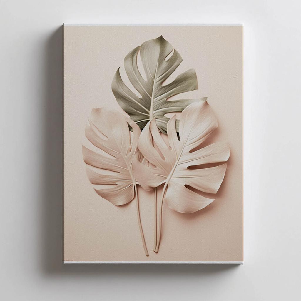 Złota Monstera Złota Monstera, 50X70 Cm, Bez Ramy, Płótno Premium Na Blejtramie