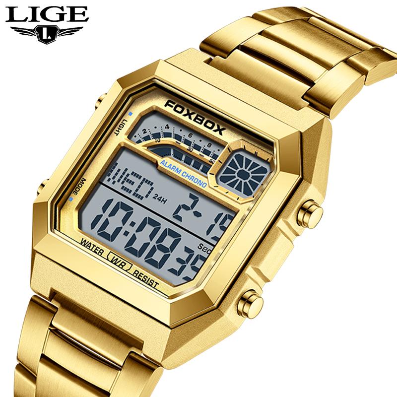 FOXBOX Men's watches Luxury LED Luminous Date Wristwatch Waterproof clock Casual quartz wristwatch watches for men reloj