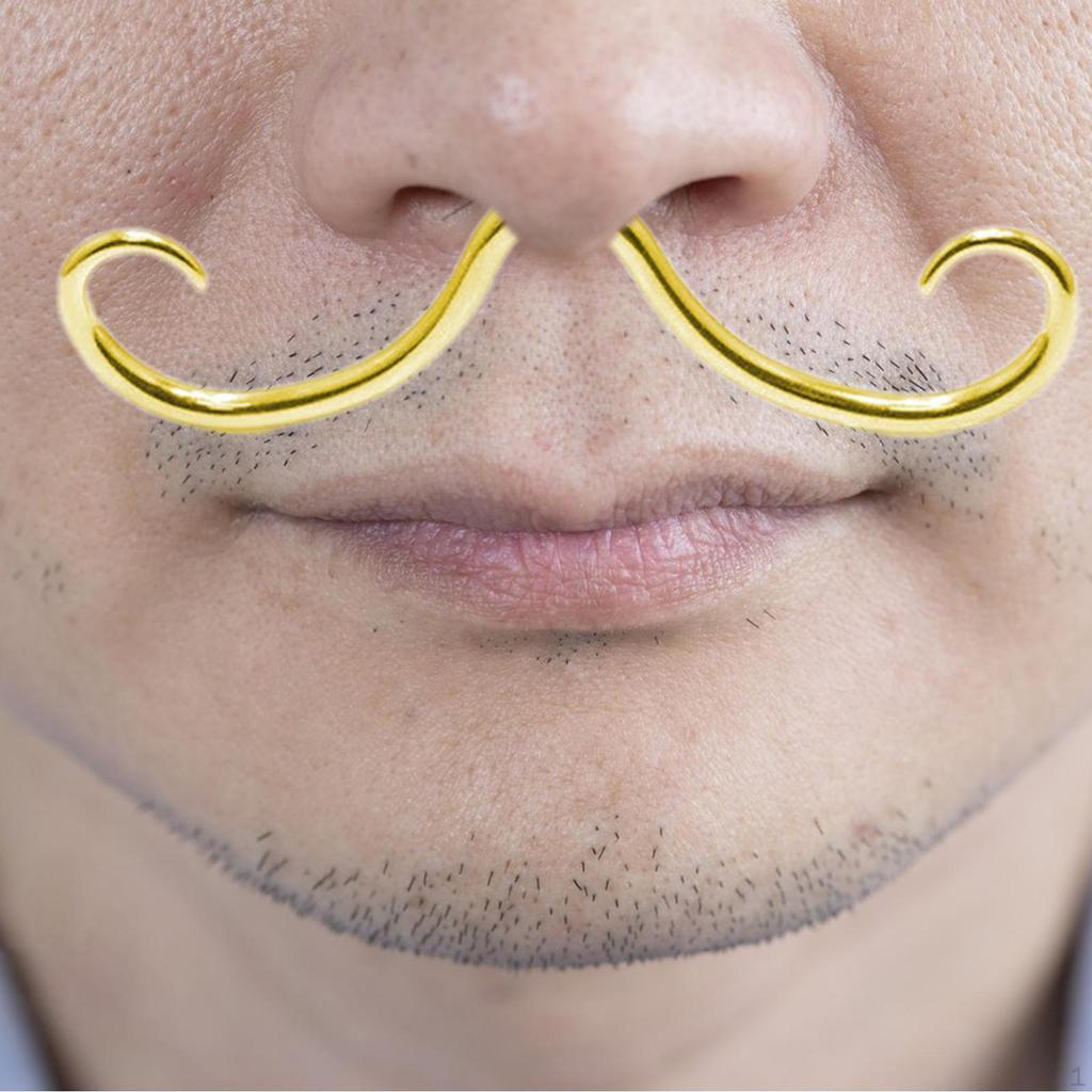 Классическое кольцо в носу с усами для особых случаев