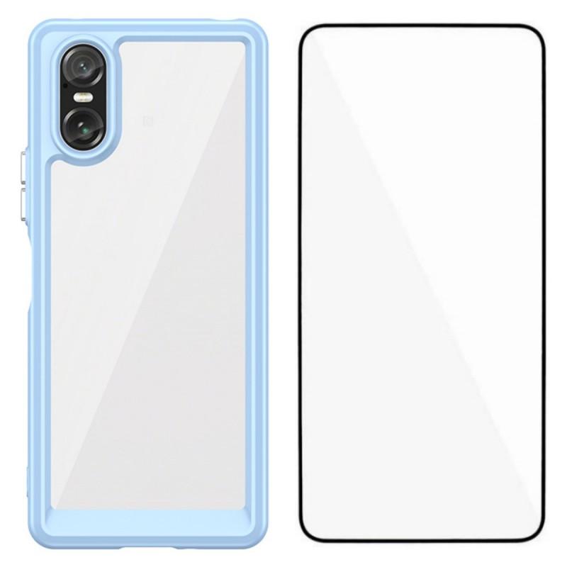 Чехол для телефона Sony Xperia 10 VI WANLONFENG Серии XC ТПУ Акриловая крышка с закаленным стеклом (Большое отверстие для линзы)