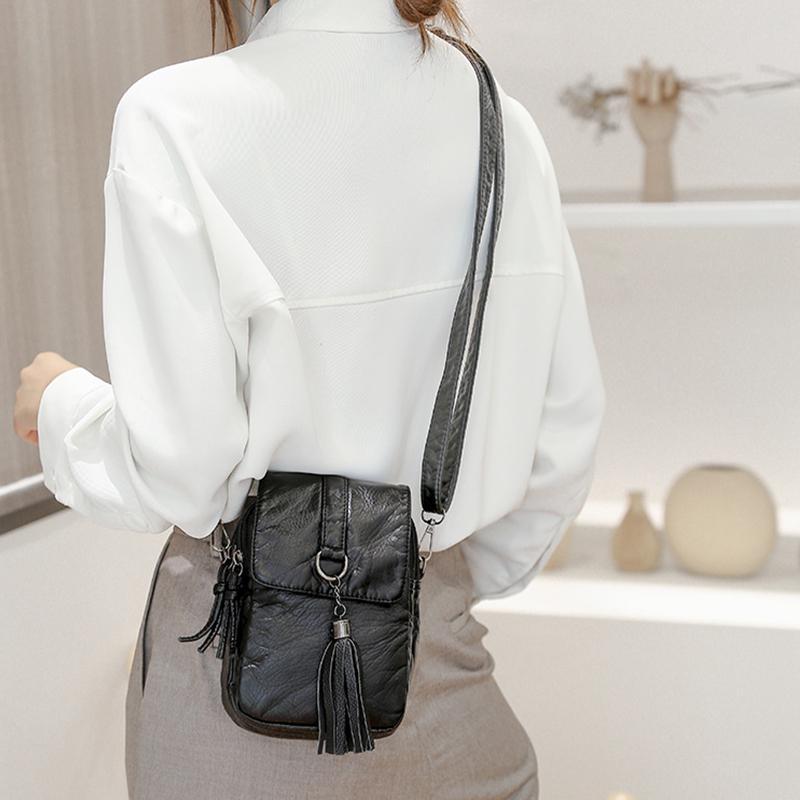 Yogodlns Винтажная сумка через плечо с кисточками для женщин, сумка через плечо из искусственной кожи, кошелек для телефона, модная маленькая квадратная сумка, мини-сумка-мессенджер