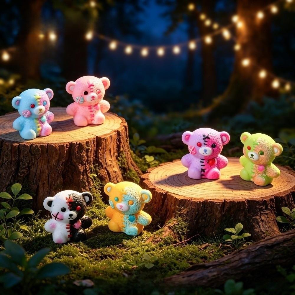 6-piece Resin Gothic Bear Figurines Decorations Bear Ornaments Party Decorations