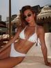 1011 European and American split swimsuit female sexy tight backless three-point swimsuit beaded bikini set