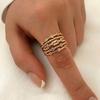 Luxury Gold Color Multilayer Opening Rings for Women Retro Zircon Adjustable Finger Ring Girl Personality Jewelry