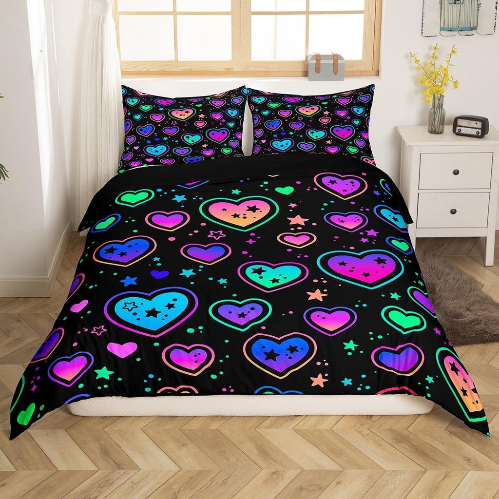 Комплект постельного белья из 3 предметов с застежкой-молнией, пододеяльник Queen с красными сердечками, с рисунком в виде сердечек любви, белый комплект пододеяльников, милый принт