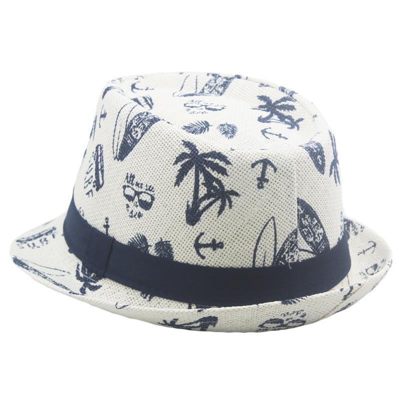 Летняя шляпа с рисунком из мультфильма British Wind Beach Солнцезащитная шляпа Соломенная шляпа Jazz Hats для мужчин