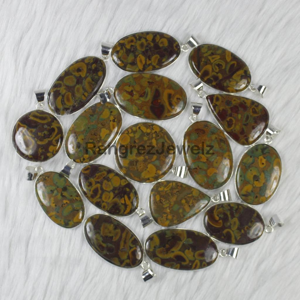Fruit Jasper Gemstone Pendant Jewelry Bulk Wholesale Bezel Pendant Jewelry Healing Crystal Pendant Necklace Gift For Her