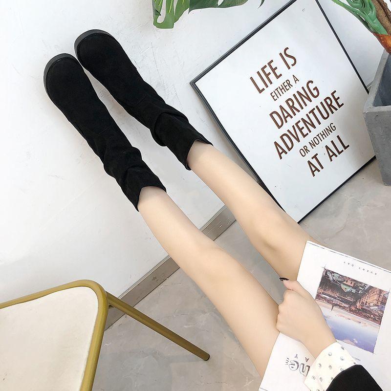 2025 осень и зима новые эластичные сапоги женские толстый каблук тонкая нога низкий каблук ботинки Мартина женские интернет-знаменитость средняя труба универсальные женские