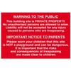 Осмотр Строительной Площадки Предупреждение для Общественности и Родителей - ПВХ Табличка 600 X 400мм