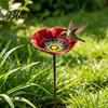 Bee Watering Station Metal Flower Yard Stake Handmade Ground Insert Bird Butterfly Water Bath Feeder Drinking Bowl Outdoor Decor for Garden Lawn